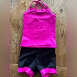 Toddler girls dance gymnastics short and tank set size small 2-3T)